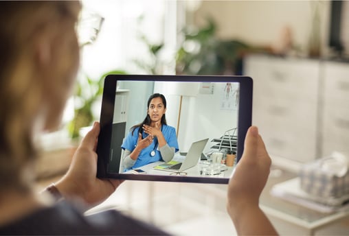 Patient having a televisit appointment with her doctor on the iPad